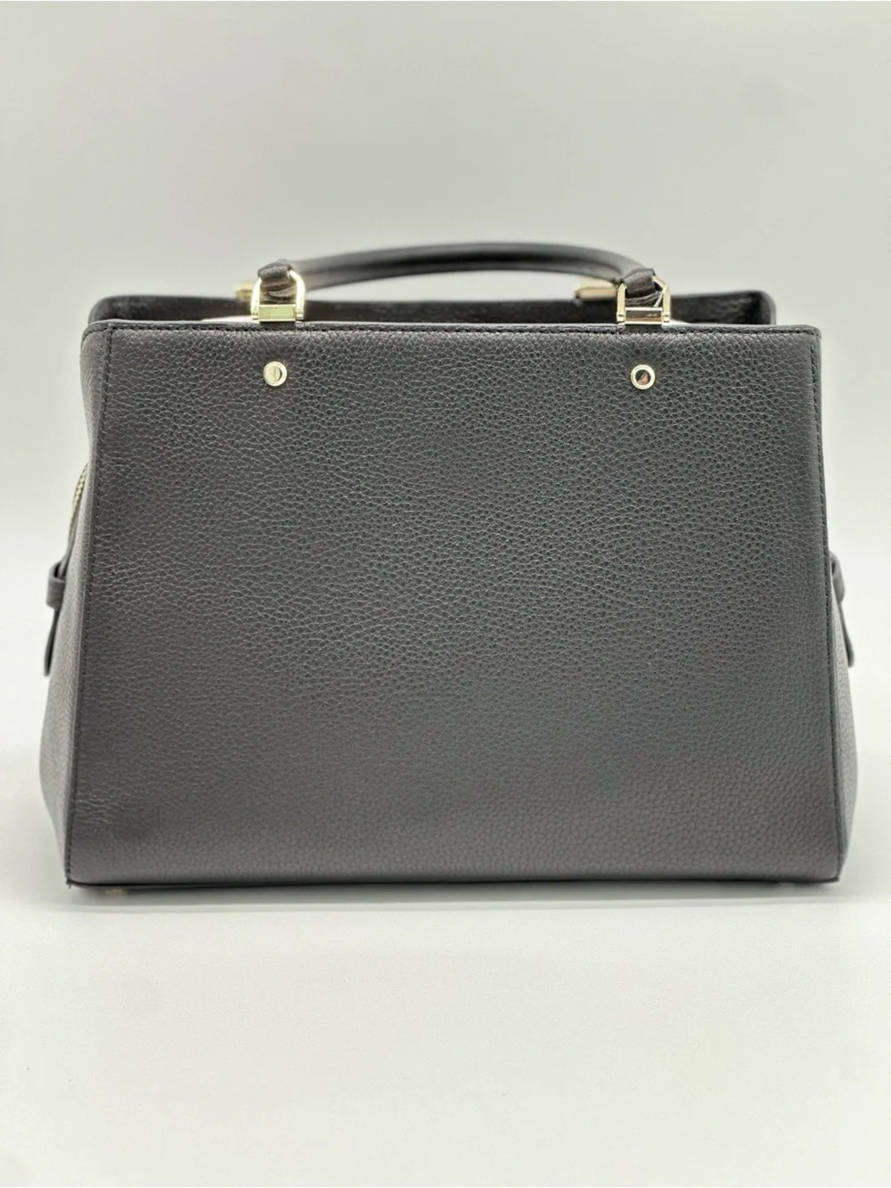 kate spade Black Pebbled Leather Structured Satchel with Gold Hardware